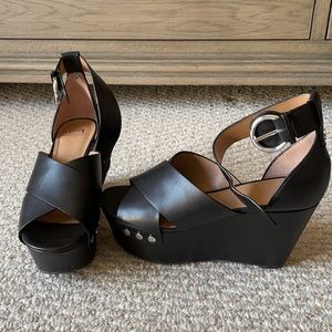 Black Leather PlatformMarc Fisher Wedges